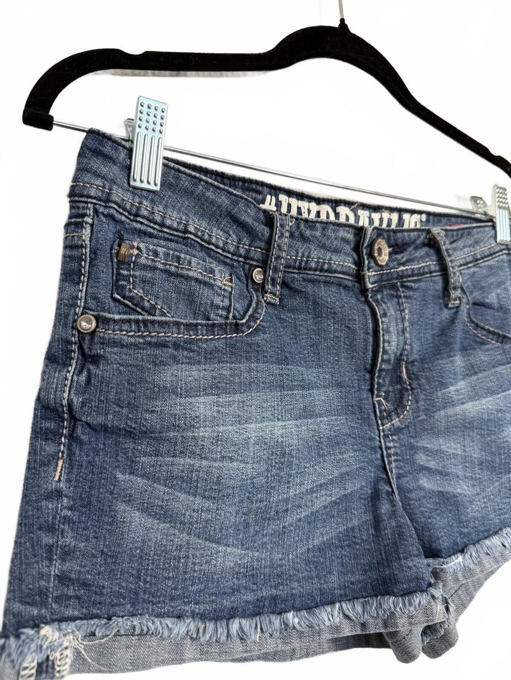 Y2K Hydraulic Denim Shorts with Embellished Back Pockets - Picture 3 of 6
